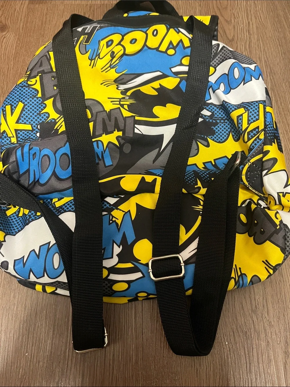 Graphic Comic-Print Backpack - Yellow & Blue